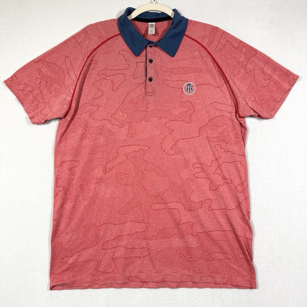 UNRL Barstool Sports Polo Shirt Mens Large Jacquard Camo Golf Red Performance‎